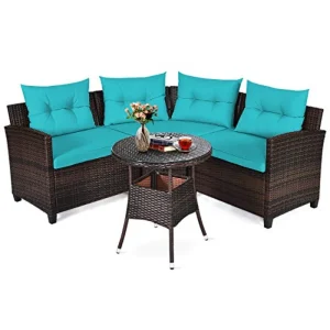 4-Piece C Shape Patio Furniture Set