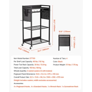 VEVOR 4-tier Rolling Tool Organizer